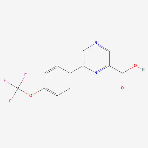 6-[4-(trifluoromethoxy)phenyl]pyrazine-2-carboxylic acid (CAS: 1258269-13-4) - Chemical Structure and Molecular Formula 