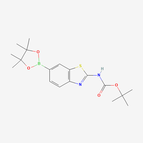 tert-butyl N-[6-(4,4,5,5-tetramethyl-1,3,2-dioxaborolan-2-yl)-1,3-benzothiazol-2-yl]carbamate (CAS: 1244059-50-4) - Chemical Structure and Molecular Formula 