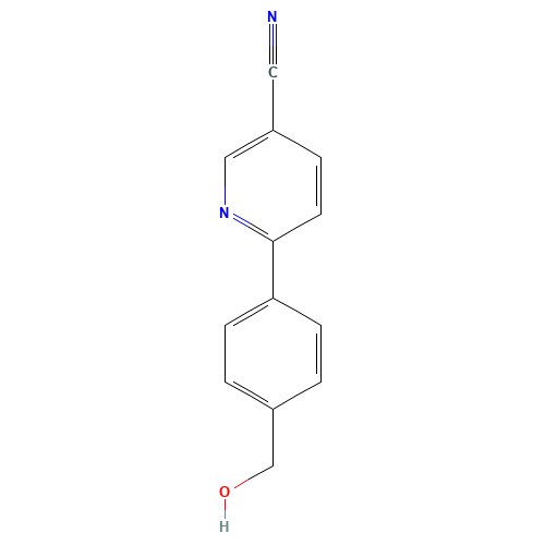6-[4-(hydroxymethyl)phenyl]pyridine-3-carbonitrile (CAS: 1160430-70-5) - Chemical Structure and Molecular Formula 
