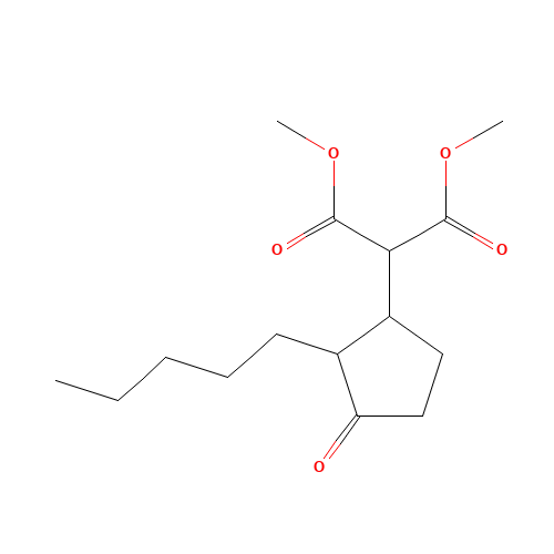 dimethyl 2-(3-oxo-2-pentylcyclopentyl)propanedioate (CAS: 51806-23-6) - Chemical Structure and Molecular Formula 