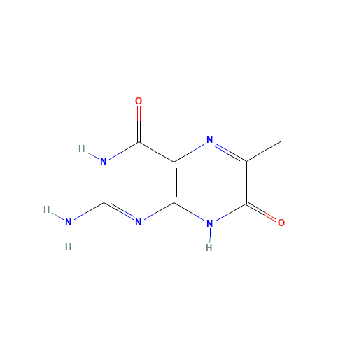 2-amino-6-methyl-1,8-dihydropteridine-4,7-dione (CAS: 712-38-9) - Chemical Structure and Molecular Formula 