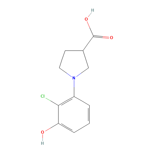 1-(2-chloro-3-hydroxyphenyl)pyrrolidine-3-carboxylic acid (CAS: 925233-24-5) - Chemical Structure and Molecular Formula 