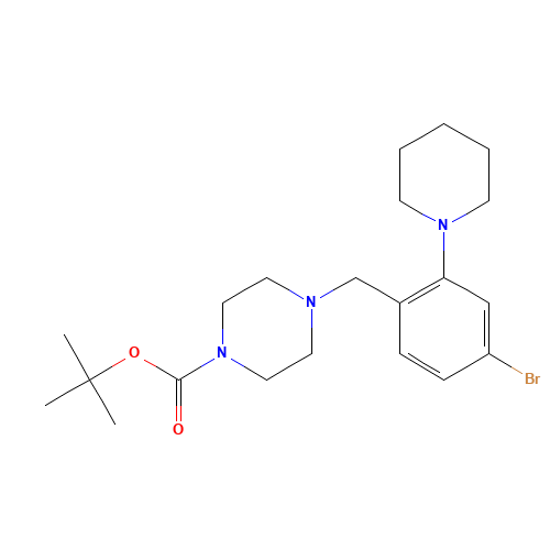 tert-butyl 4-[(4-bromo-2-piperidin-1-ylphenyl)methyl]piperazine-1-carboxylate (CAS: 1446818-78-5) - Chemical Structure and Molecular Formula 