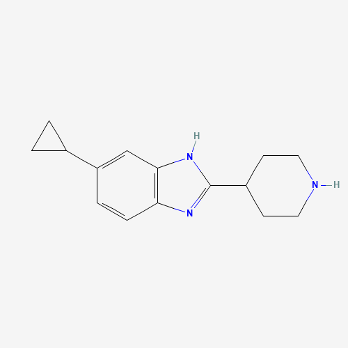 6-cyclopropyl-2-piperidin-4-yl-1H-benzimidazole (CAS: 1350355-84-8) - Chemical Structure and Molecular Formula 