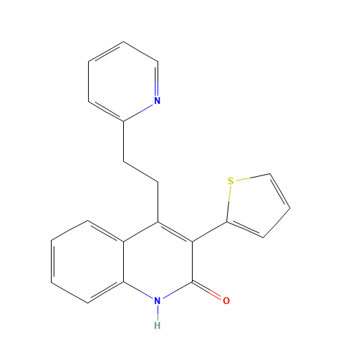 4-(2-pyridin-2-ylethyl)-3-thiophen-2-yl-1H-quinolin-2-one (CAS: 1263051-81-5) - Chemical Structure and Molecular Formula 