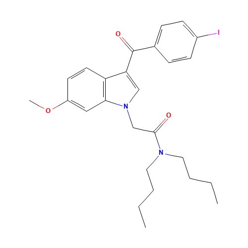N,N-dibutyl-2-[3-(4-iodobenzoyl)-6-methoxyindol-1-yl]acetamide (CAS: 1390645-50-7) - Chemical Structure and Molecular Formula 