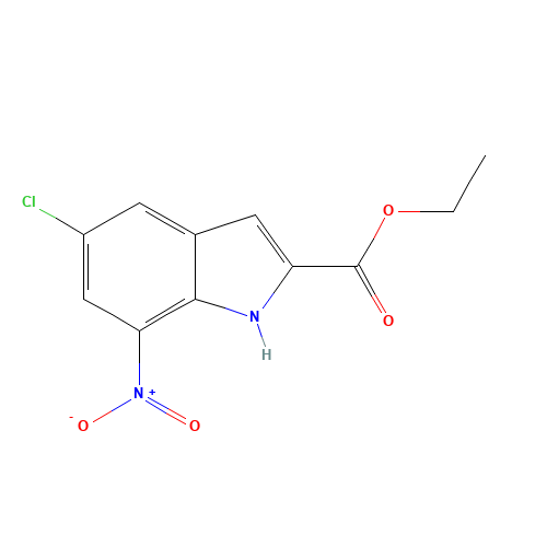 ethyl 5-chloro-7-nitro-1H-indole-2-carboxylate (CAS: 91119-27-6) - Chemical Structure and Molecular Formula 