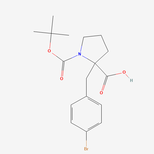 2-[(4-bromophenyl)methyl]-1-[(2-methylpropan-2-yl)oxycarbonyl]pyrrolidine-2-carboxylic acid (CAS: 336817-91-5) - Chemical Structure and Molecular Formula 