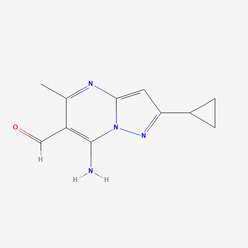 7-amino-2-cyclopropyl-5-methylpyrazolo[1,5-a]pyrimidine-6-carbaldehyde (CAS: 1245900-60-0) - Chemical Structure and Molecular Formula 