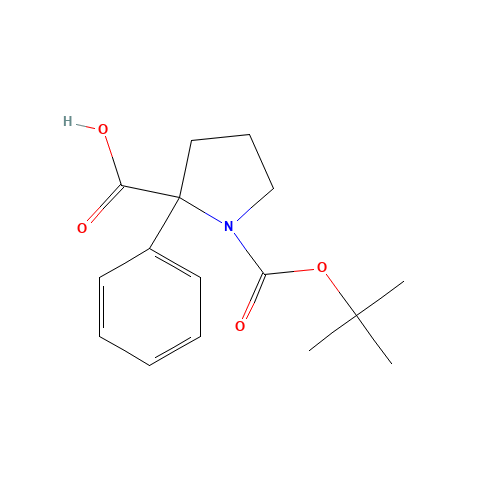 1-[(2-methylpropan-2-yl)oxycarbonyl]-2-phenylpyrrolidine-2-carboxylic acid (CAS: 744245-06-5) - Chemical Structure and Molecular Formula 