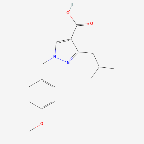 1-[(4-methoxyphenyl)methyl]-3-(2-methylpropyl)pyrazole-4-carboxylic acid (CAS: 1235313-66-2) - Chemical Structure and Molecular Formula 