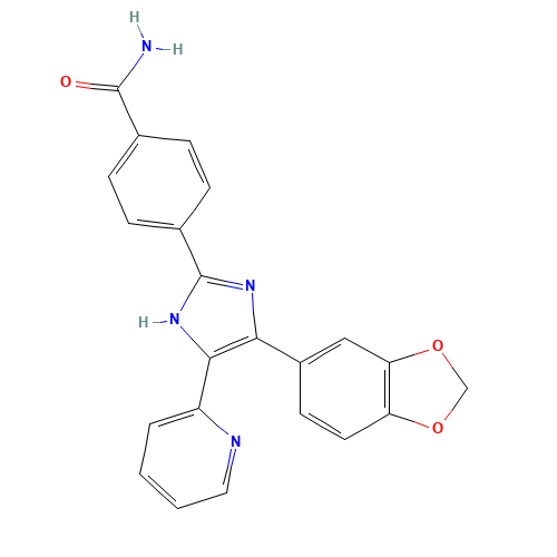 4-[4-(1,3-benzodioxol-5-yl)-5-pyridin-2-yl-1H-imidazol-2-yl]benzamide (CAS: 301836-41-9) - Related Chemical Product