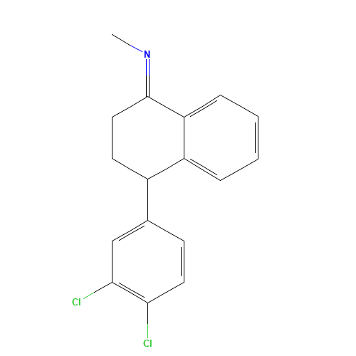 4-(3,4-dichlorophenyl)-N-methyl-3,4-dihydro-2H-naphthalen-1-imine (CAS: 79560-20-6) - Chemical Structure and Molecular Formula 