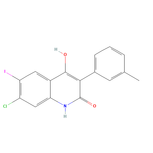 7-chloro-4-hydroxy-6-iodo-3-(3-methylphenyl)-1H-quinolin-2-one (CAS: 1398344-42-7) - Chemical Structure and Molecular Formula 