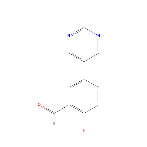 2-fluoro-5-pyrimidin-5-ylbenzaldehyde (CAS: 1249653-63-1) - Chemical Structure and Molecular Formula 