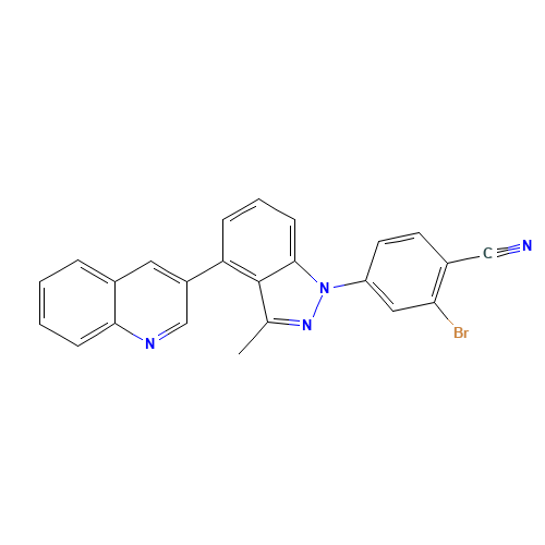 2-bromo-4-(3-methyl-4-quinolin-3-ylindazol-1-yl)benzonitrile (CAS: 1246306-64-8) - Related Chemical Product