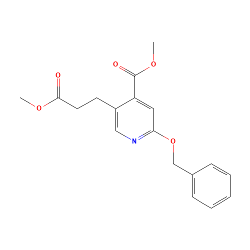 methyl 5-(3-methoxy-3-oxopropyl)-2-phenylmethoxypyridine-4-carboxylate (CAS: 1222090-64-3) - Chemical Structure and Molecular Formula 