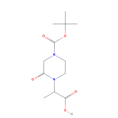 2-[4-[(2-methylpropan-2-yl)oxycarbonyl]-2-oxopiperazin-1-yl]propanoic acid (CAS: 1448189-81-8) - Chemical Structure and Molecular Formula 