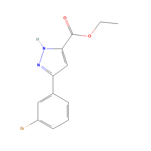 ethyl 3-(3-bromophenyl)-1H-pyrazole-5-carboxylate (CAS: 1326811-82-8) - Chemical Structure and Molecular Formula 