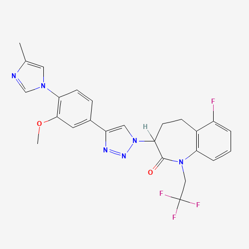 6-fluoro-3-[4-[3-methoxy-4-(4-methylimidazol-1-yl)phenyl]triazol-1-yl]-1-(2,2,2-trifluoroethyl)-4,5-dihydro-3H-1-benzazepin-2-one (CAS: 1093978-89-2) - Related Chemical Product