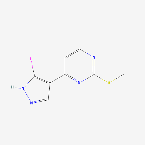 4-(5-iodo-1H-pyrazol-4-yl)-2-methylsulfanylpyrimidine (CAS: 1111637-86-5) - Chemical Structure and Molecular Formula 