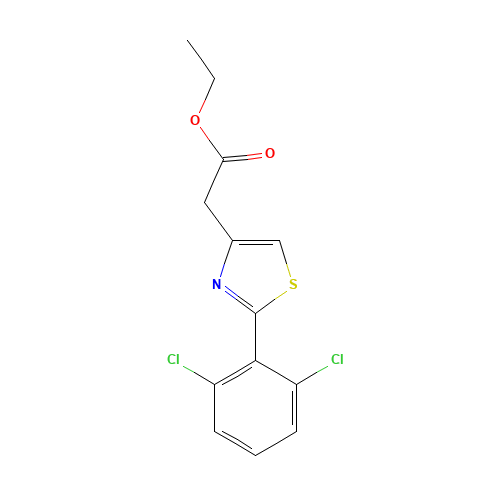 ethyl 2-[2-(2,6-dichlorophenyl)-1,3-thiazol-4-yl]acetate (CAS: 78764-57-5) - Chemical Structure and Molecular Formula 