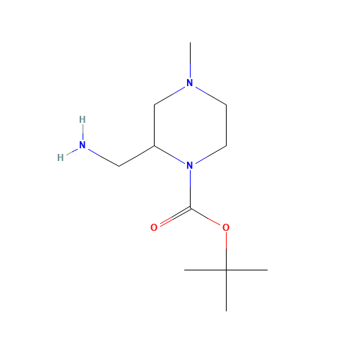 tert-butyl 2-(aminomethyl)-4-methylpiperazine-1-carboxylate (CAS: 549479-81-4) - Chemical Structure and Molecular Formula 