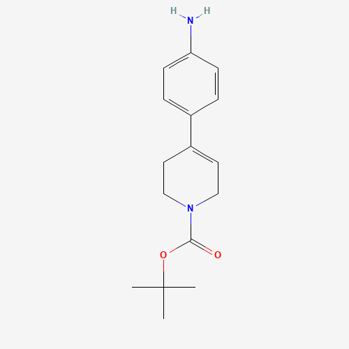 tert-butyl 4-(4-aminophenyl)-3,6-dihydro-2H-pyridine-1-carboxylate (CAS: 873454-43-4) - Chemical Structure and Molecular Formula 
