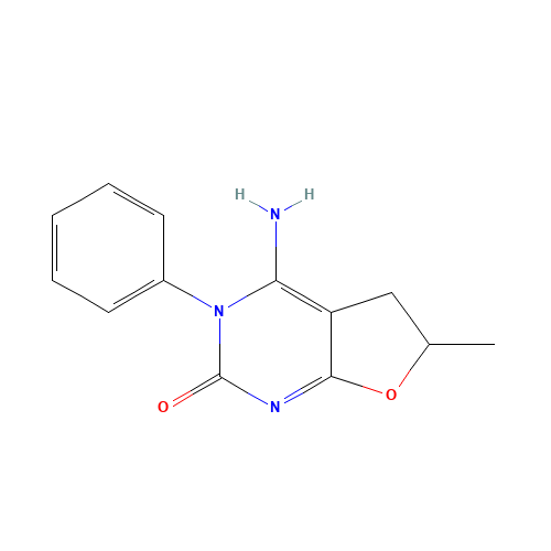 4-amino-6-methyl-3-phenyl-5,6-dihydrofuro[2,3-d]pyrimidin-2-one (CAS: 63412-40-8) - Chemical Structure and Molecular Formula 