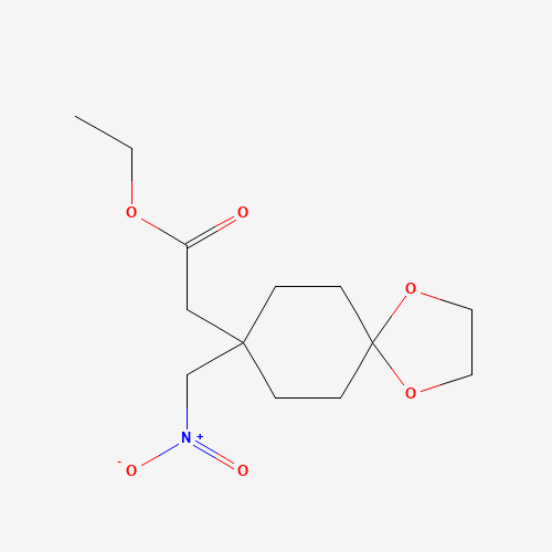 ethyl 2-[8-(nitromethyl)-1,4-dioxaspiro[4.5]decan-8-yl]acetate (CAS: 1246508-12-2) - Chemical Structure and Molecular Formula 