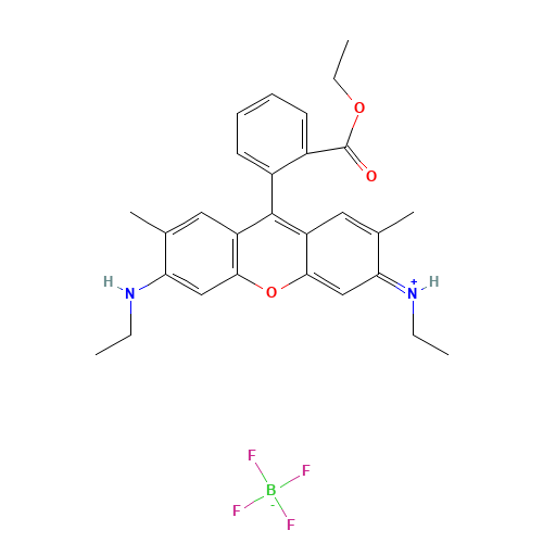 [9-(2-ethoxycarbonylphenyl)-6-(ethylamino)-2,7-dimethylxanthen-3-ylidene]-ethylazanium;tetrafluoroborate (CAS: 54854-14-7) - Chemical Structure and Molecular Formula 