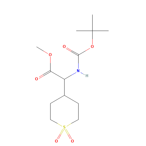 methyl 2-(1,1-dioxothian-4-yl)-2-[(2-methylpropan-2-yl)oxycarbonylamino]acetate (CAS: 1219371-51-3) - Chemical Structure and Molecular Formula 