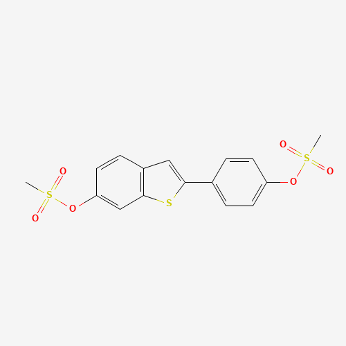 [4-(6-methylsulfonyloxy-1-benzothiophen-2-yl)phenyl] methanesulfonate (CAS: 84449-65-0) - Chemical Structure and Molecular Formula 
