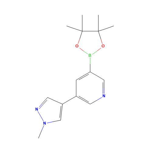 3-(1-methylpyrazol-4-yl)-5-(4,4,5,5-tetramethyl-1,3,2-dioxaborolan-2-yl)pyridine (CAS: 1171892-77-5) - Chemical Structure and Molecular Formula 