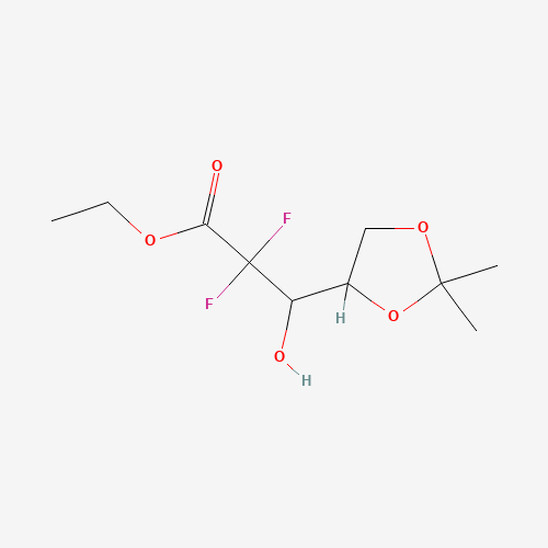 ethyl 3-(2,2-dimethyl-1,3-dioxolan-4-yl)-2,2-difluoro-3-hydroxypropanoate (CAS: 114420-06-3) - Chemical Structure and Molecular Formula 