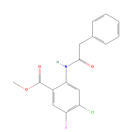 methyl 4-chloro-5-iodo-2-[(2-phenylacetyl)amino]benzoate (CAS: 1398334-98-9) - Chemical Structure and Molecular Formula 