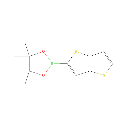 4,4,5,5-tetramethyl-2-thieno[3,2-b]thiophen-5-yl-1,3,2-dioxaborolane (CAS: 1004784-50-2) - Chemical Structure and Molecular Formula 