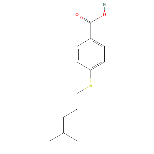 4-(4-methylpentylsulfanyl)benzoic acid (CAS: 32910-56-8) - Chemical Structure and Molecular Formula 