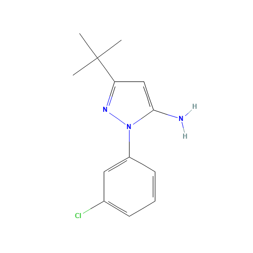 5-tert-butyl-2-(3-chlorophenyl)pyrazol-3-amine (CAS: 895042-70-3) - Chemical Structure and Molecular Formula 