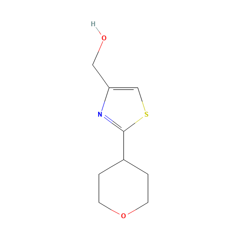 [2-(oxan-4-yl)-1,3-thiazol-4-yl]methanol (CAS: 1476847-72-9) - Chemical Structure and Molecular Formula 