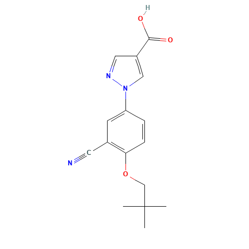 1-[3-cyano-4-(2,2-dimethylpropoxy)phenyl]pyrazole-4-carboxylic acid (CAS: 206884-98-2) - Chemical Structure and Molecular Formula 