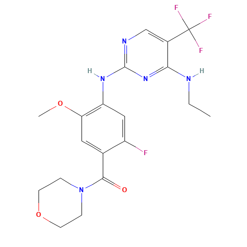 [4-[[4-(ethylamino)-5-(trifluoromethyl)pyrimidin-2-yl]amino]-2-fluoro-5-methoxyphenyl]-morpholin-4-ylmethanone (CAS: 1351761-44-8) - Related Chemical Product