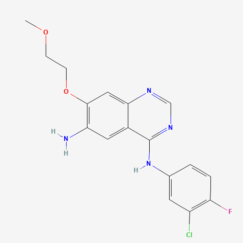 4-N-(3-chloro-4-fluorophenyl)-7-(2-methoxyethoxy)quinazoline-4,6-diamine (CAS: 402855-01-0) - Chemical Structure and Molecular Formula 