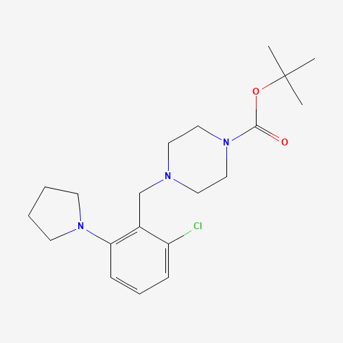 tert-butyl 4-[(2-chloro-6-pyrrolidin-1-ylphenyl)methyl]piperazine-1-carboxylate (CAS: 1446818-71-8) - Chemical Structure and Molecular Formula 