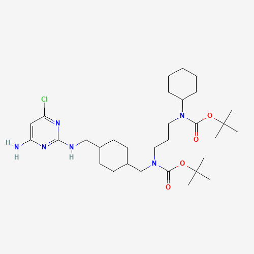 tert-butyl N-[[4-[[(4-amino-6-chloropyrimidin-2-yl)amino]methyl]cyclohexyl]methyl]-N-[3-[cyclohexyl-[(2-methylpropan-2-yl)oxycarbonyl]amino]propyl]carbamate (CAS: 917022-13-0) - Related Chemical Product