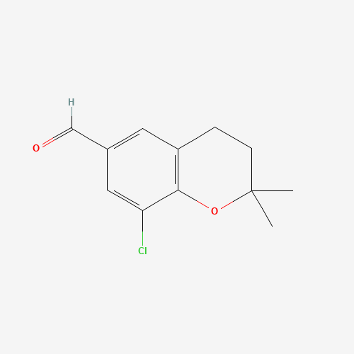 8-chloro-2,2-dimethyl-3,4-dihydrochromene-6-carbaldehyde (CAS: 1350761-35-1) - Chemical Structure and Molecular Formula 