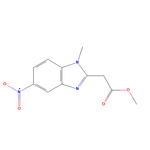 methyl 2-(1-methyl-5-nitrobenzimidazol-2-yl)acetate (CAS: 134426-33-8) - Chemical Structure and Molecular Formula 