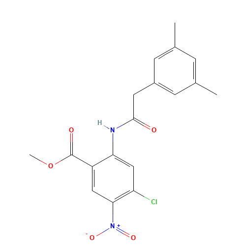 methyl 4-chloro-2-[[2-(3,5-dimethylphenyl)acetyl]amino]-5-nitrobenzoate (CAS: 199861-67-1) - Chemical Structure and Molecular Formula 