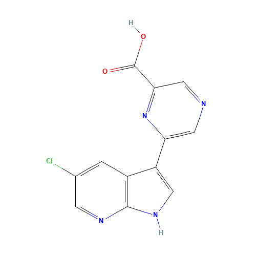 6-(5-chloro-1H-pyrrolo[2,3-b]pyridin-3-yl)pyrazine-2-carboxylic acid (CAS: 1346172-90-4) - Chemical Structure and Molecular Formula 