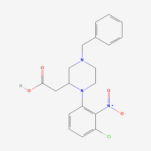 2-[4-benzyl-1-(3-chloro-2-nitrophenyl)piperazin-2-yl]acetic acid (CAS: 1252648-29-5) - Related Chemical Product